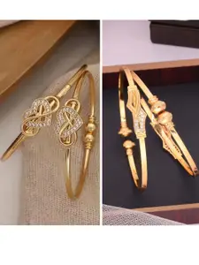 Anouk Set Of 4 Gold-Plated Brass American Diamond Studded Bangles