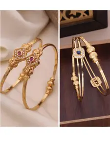 Anouk Set of 4 Gold-Plated Brass American Diamond Bangle