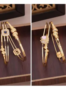 Anouk Set of 4 Gold Plated American Diamond Adjustable Bangles