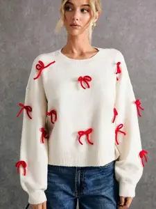 bebe Self Design Round Neck Sweaters