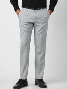 Van Heusen Men Solid Mid-Rise Slim Fit Formal Trousers
