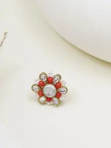 BeAbhika Gold-Plated Kundan Studded AdjustableRing