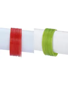 1ST TIME Red ,Green Set of 2 Alloy Bangle