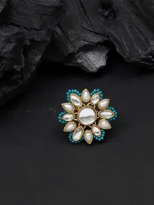 BeAbhika Gold-Plated Kundan Studded AdjustableRing