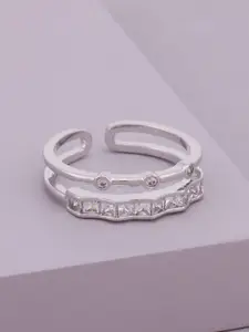 Kushal's Fashion Jewellery White Rhodium-Plated Trendy Party Zircon Finger Ring