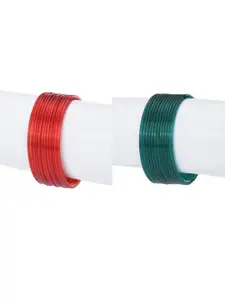 1ST TIME Women Green & Red Pack Of 24 Alloy Bangles
