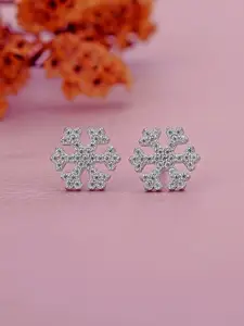 VANBELLE 925 Sterling Silver Rhodium Plated CZ Snowflake Stud Earring