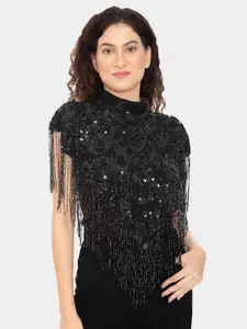 HAUTEMODA Women Embellished Waterfall Shrug