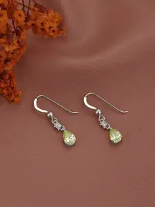 VANBELLE 925 Sterling Silver Rhodium Plated Tear Drop CZ Drop Earring