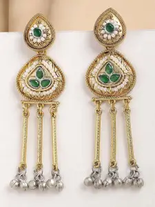 KARATCART Gold Plated Kundan Studded Contemporary Drop Earrings