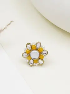 BeAbhika Gold-Plated Kundan Studded Adjustable Ring