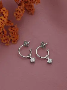 VANBELLE 925 Sterling Silver Rhodium Plated CZ Half Hoop Earring