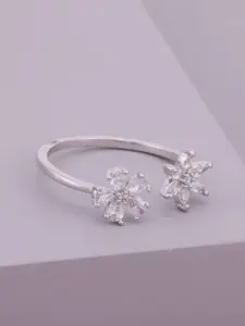 Kushal's Fashion Jewellery White Rhodium-Plated Trendy Party Zircon Finger Ring