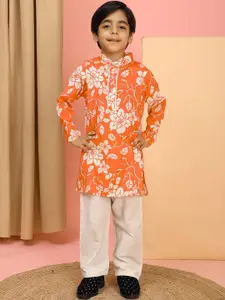 Cutiekins Boys Floral Printed Regular Kurta with Pyjamas Kurta Sets