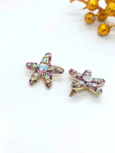 AVANT-GARDE PARIS Gold-Plated Rhinestones Studded Star Shaped Studs