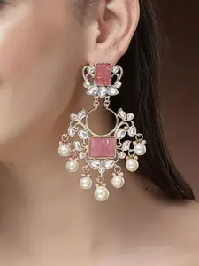 KARATCART Gold Plated Kundan Studded Contemporary Drop Earrings