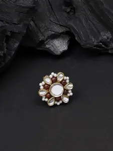 BeAbhika Gold-Plated Kundan Studded AdjustableRing