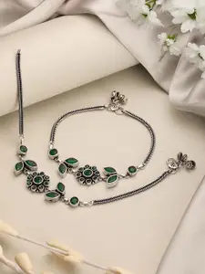 Saraf RS Jewellery Rhodium-Plated Artificial Stones Anklet