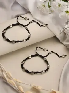 Saraf RS Jewellery Rhodium-Plated Artificial Beads Anklet