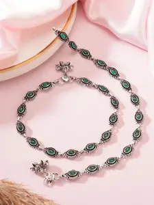 Saraf RS Jewellery Rhodium-Plated Artificial Stones Anklet