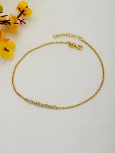 VANBELLE 925 Sterling Silver 18kt Gold Plated Natural Stone Charm Anklet