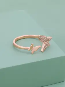 Kushal's Fashion Jewellery White Rose Gold-Plated Trendy Party Zircon Finger Ring