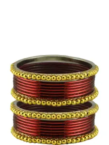 Vidhya Kangan Set of 16 Gold & Red Glass Bangle