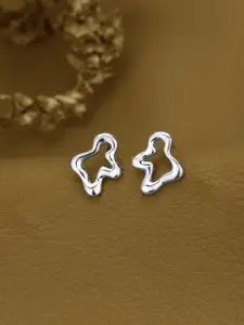 VANBELLE 925 Sterling Silver Rhodium Plated Abstract Contemporary Stud Earring