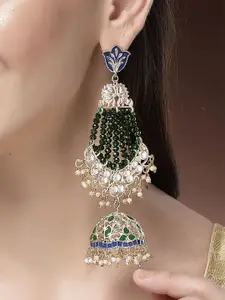 KARATCART Gold Plated Kundan Studded Contemporary Jhumkas Earrings