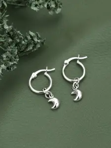 VANBELLE 925 Sterling Silver Rhodium Plated Half Moon Hoop Earring
