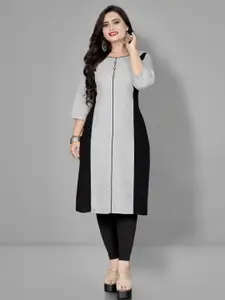 Faxmon Fashion Black And Grey Cotton Kurta