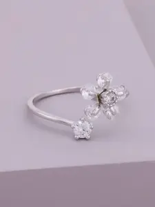Kushal's Fashion Jewellery White Rhodium-Plated Trendy Party Zircon Finger Ring