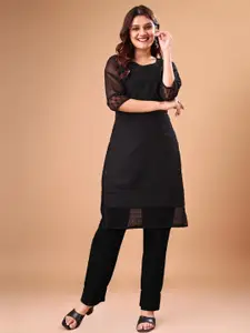 ZAZADIYA IMPEX Women Ethnic Motifs Embroidered Chikankari Georgette Kurta