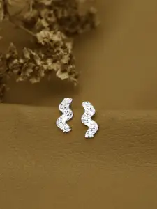 VANBELLE 925 Sterling Silver Rhodium Plated Contemporary Snake Stud Earring