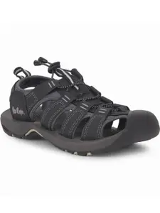 Lee Cooper Black Synthetic Leather Sandals
