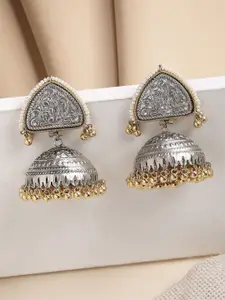 KARATCART Silver Plated Dome Shaped Jhumkas
