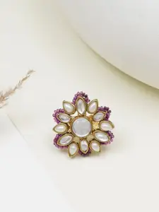 BeAbhika Gold-Plated Kundan Studded AdjustableRing