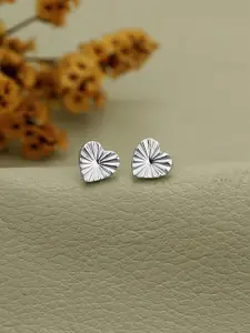 VANBELLE 925 Sterling Silver Rhodium Plated Heart Stud Earring