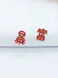 AVANT-GARDE PARIS Silver-Plated Stones Studded Contemporary Shaped Drop Earrings