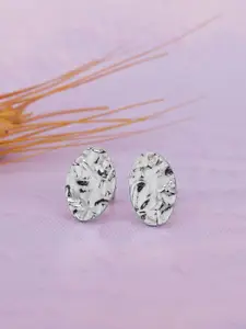VANBELLE 925 Sterling Silver Rhodium Plated Textured Stud Earring