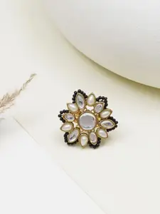 BeAbhika Gold-Plated Kundan Studded AdjustableRing