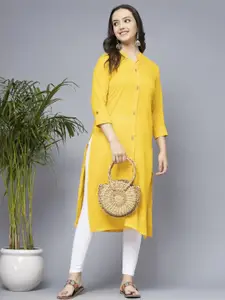 Faxmon Fashion Women Solid Button Down Kurta