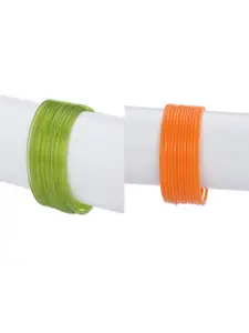 1ST TIME Women Green & Orange Pack Of 24 Alloy Bangles