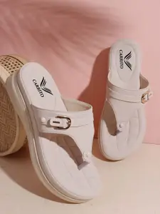 carrito Women Open Toe Buckle Detailed Flatform Heel Sandals