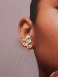 SALTY Artificial Stones Studded Leaf Shaped Studs