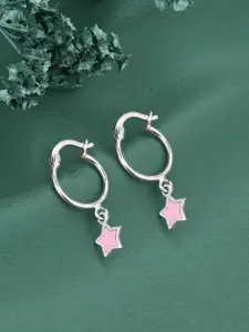 VANBELLE 925 Sterling Silver Rhodium Plated Enamel Star Hoop Earring