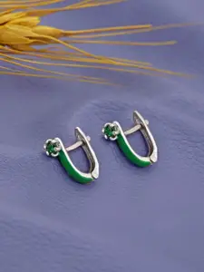 VANBELLE 925 Sterling Silver Rhodium Plated Enamel CZ Hoop Earring