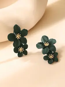 SOHI Gold-Plated Floral Shaped The Blossom Drop Earrings