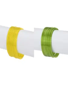 1ST TIME Set of 2 Yellow & Green Glass Bangles