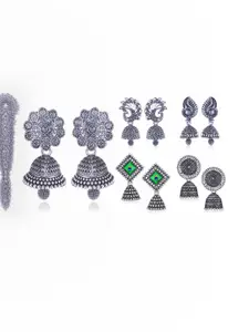 Sangria Pak of 5 Rhodium-Plated Jhumkas